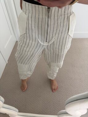 3.1 Phillip Lim Cream and Black Striped Cropped Pants